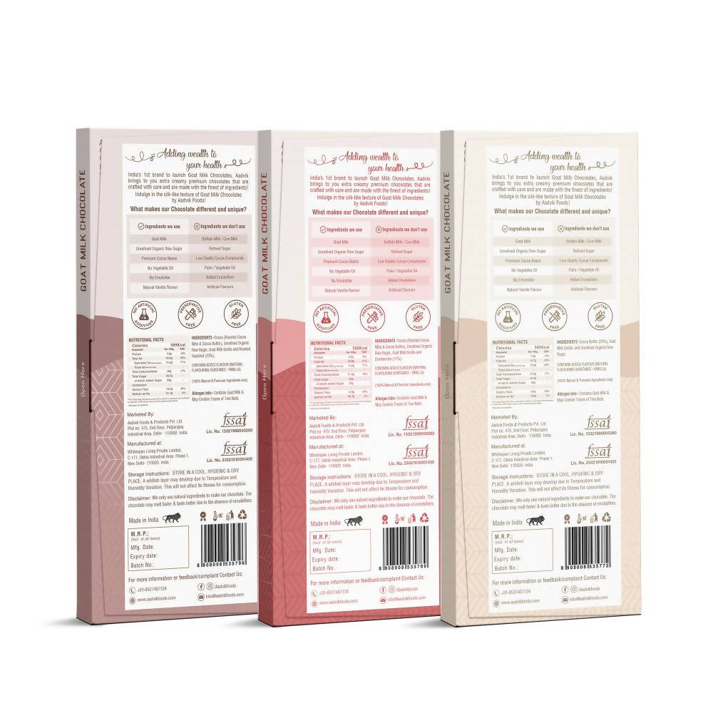 Aadvik Goat Milk Chocolate - Assorted - Distacart
